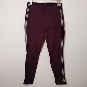 GAP Maroon High Rise Tuxedo Stripe Leggings M